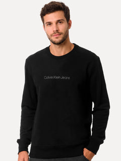 Moletom Calvin Klein Jeans Masculino Crewneck Light Front Logo Preto