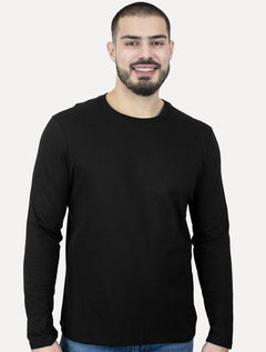 Camiseta Ellus Masculina Manga Longa Cotton Fine Classic Logo Preta