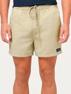 Short Calvin Klein Jeans Masculino Color Cós Elástico Black Logo Cáqui Claro