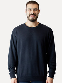 Suéter Dixen Masculino Tricot Crewneck Liso Azul Marinho