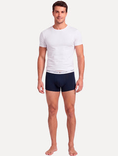 Cueca Tommy Hilfiger Cotton Stretch Trunk Vermelha Marinho e Branca Pack 3UN