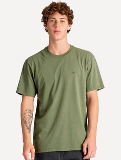 Camiseta Tommy Jeans Masculina Regular Jersey C-Neck Flag Verde Oliva