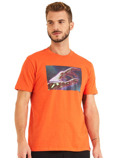 Camiseta Forum Masculina Slim Abstract Hand Laranja