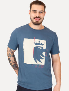 Camiseta Von der Volke Masculina Origineel Bloc Lion Azul Escuro