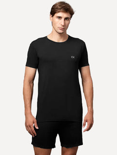 Pijama Calvin Klein Short Curto Modal Light CK Logo Grande Preto