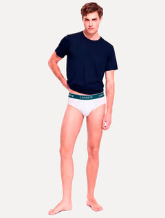 Cueca Lacoste Brief Slip Lettered Waist Branca Pack 3UN