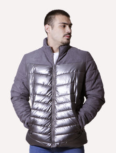 Jaqueta Victory Eagle  Metalizada Puffer Recorte Cinza