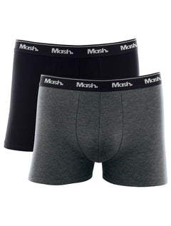 Cueca Mash Boxer Cotton Basic Preta/ Grafite Mescla Pack 2UN