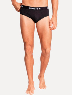 Cueca Sergio K Slip Preta Pack 2UN