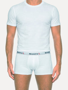 Cueca Reserva Masculina Boxer Basic Logo Branca Pack 2UN