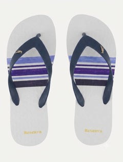 Chinelo Reserva Masculino Watercolor Stripe Branco/Marinho