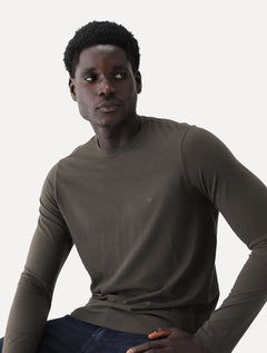 Camiseta Ellus Masculina Manga Longa Cotton Fine Easa Marrom Médio