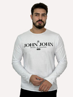 Blusa John John Masculina Regular Manga Longa JJ Flat White Branca