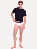 Cueca Calvin Klein Brief Cotton Stretch Mag Branca e Marinho Pack 2UN