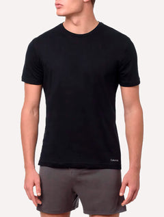Camisetas Calvin Klein Underwear Masculinas C-Neck Pretas Pack 2UN