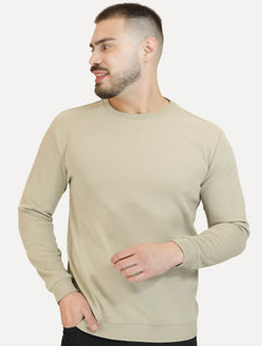 Moletom Dixen Masculino Crewneck Liso Cáqui Claro