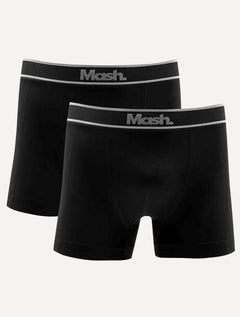 Cueca Mash Boxer Microfíbra Seamlss Gray Sash Preta Pack 2UN