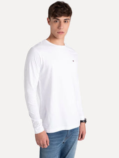 Camiseta Tommy Hilfiger Masculina Manga Longa Essential Cotton Branca