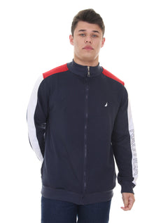 Moletom Nautica Masculino Full-Zip Logo Sleeve Azul Marinho