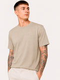 Camiseta John John Masculina Slim Fit Silk Rubber Logo Cáqui