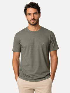 Camiseta Dudalina Masculina Regular Fit Listras Light Icon Verde Escuro