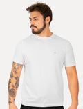 Camiseta Calvin Klein | Masculina Meia Malha Basica Upper CK Branca