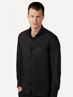 Camisa Dudalina Masculina Milano Tricoline Lisa Stretch Preta