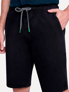 Bermuda Dudalina Masculina Sarja Molet Comfort Preta