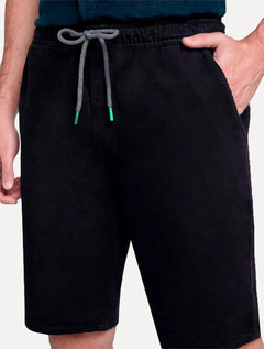 Bermuda Dudalina Masculina Sarja Molet Comfort Preta