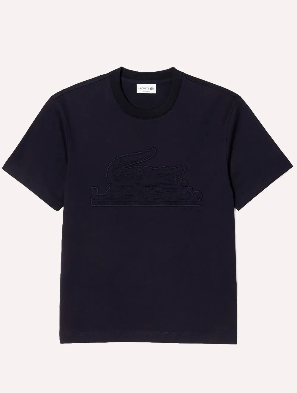 Camiseta Lacoste Masculina Relaxed Fit Quilted Badge Jersey Azul Marinho