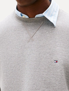 Moletom Tommy Hilfiger Masculino Essential Fleece Crewneck Flag Cinza