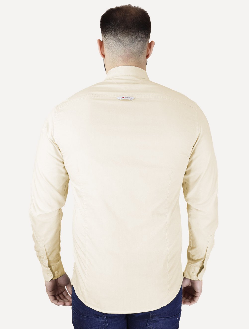 Camisa Tommy Jeans Masculina Slim Original Stretch Areia