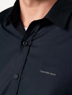 Camisa Calvin Klein Jeans Masculina Regular Plain Grey Logo Azul Marinho