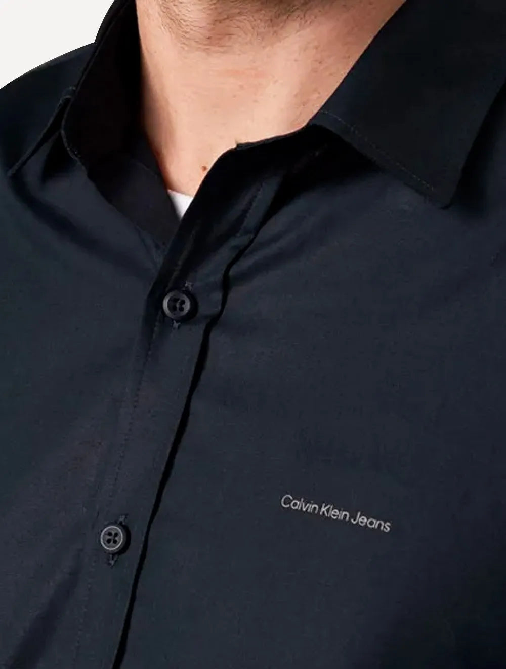 Camisa Calvin Klein Jeans Masculina Regular Plain Grey Logo Azul Marinho