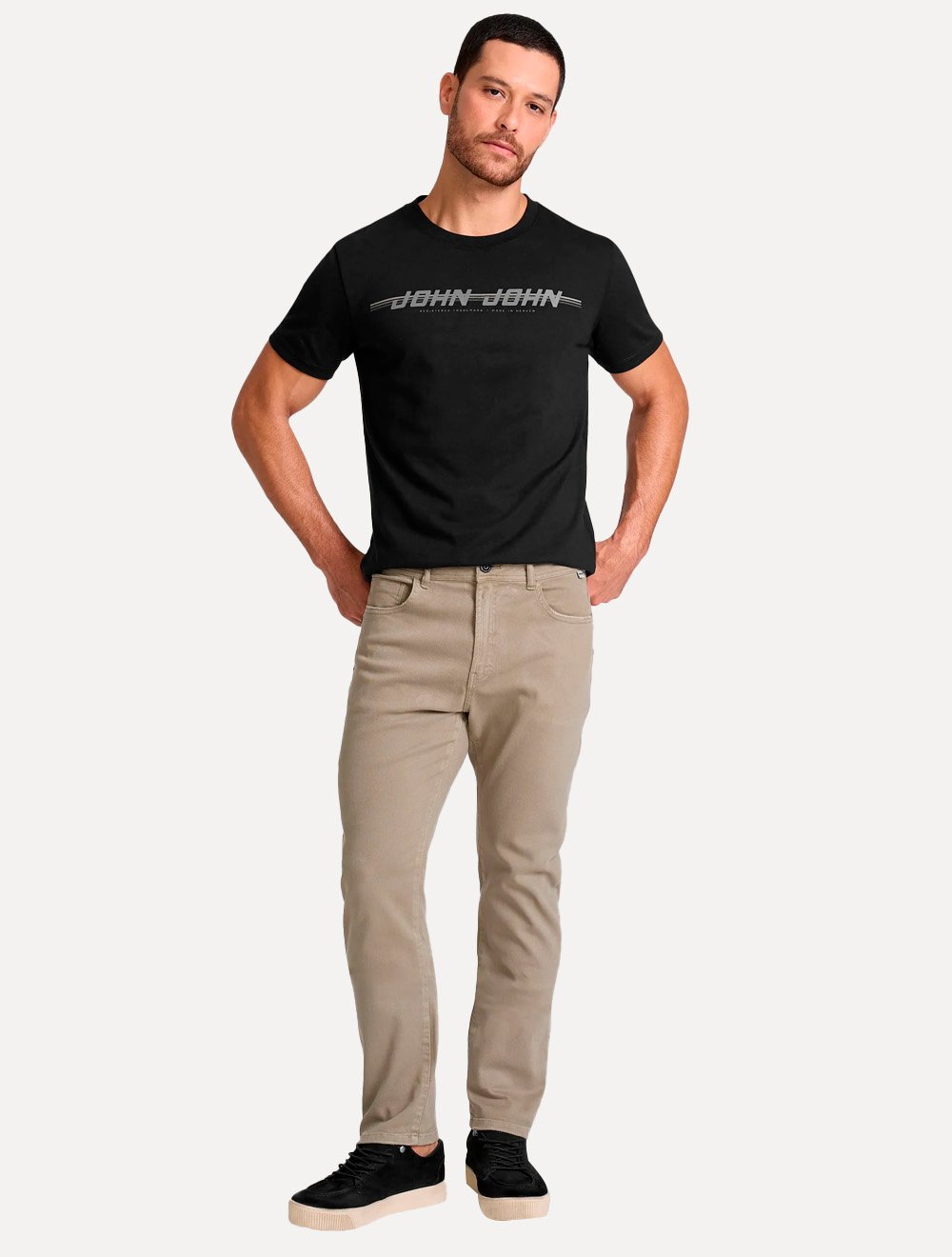 Camiseta John John Masculina Slim Fit Route Preta