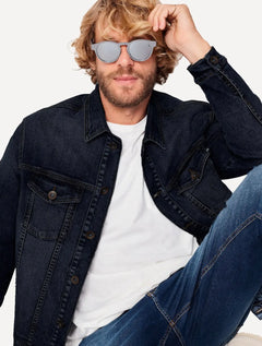 Jaqueta Reserva Jeans Masculina Trucker Denim Escura