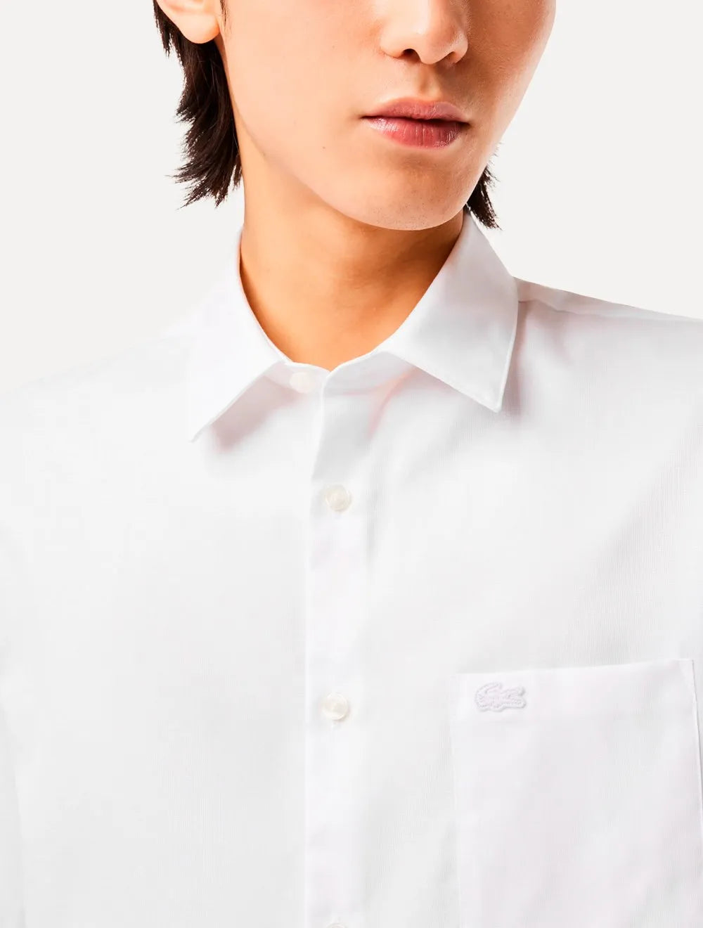 Camisa Lacoste Regular Poplin Cotton Pocket Mono Branca