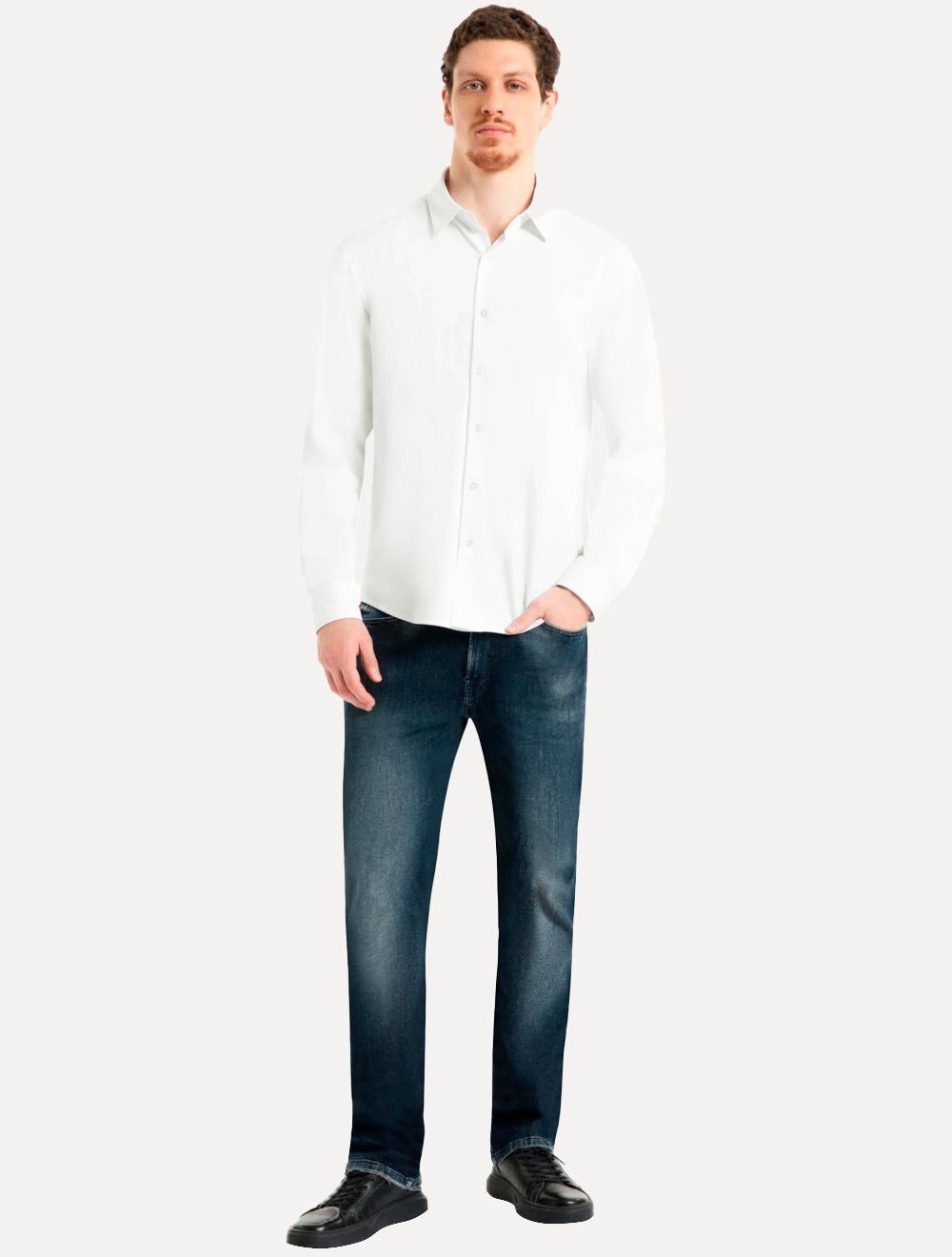 Camisa Ellus Masculina Tricoline LY Slim Irish Branca