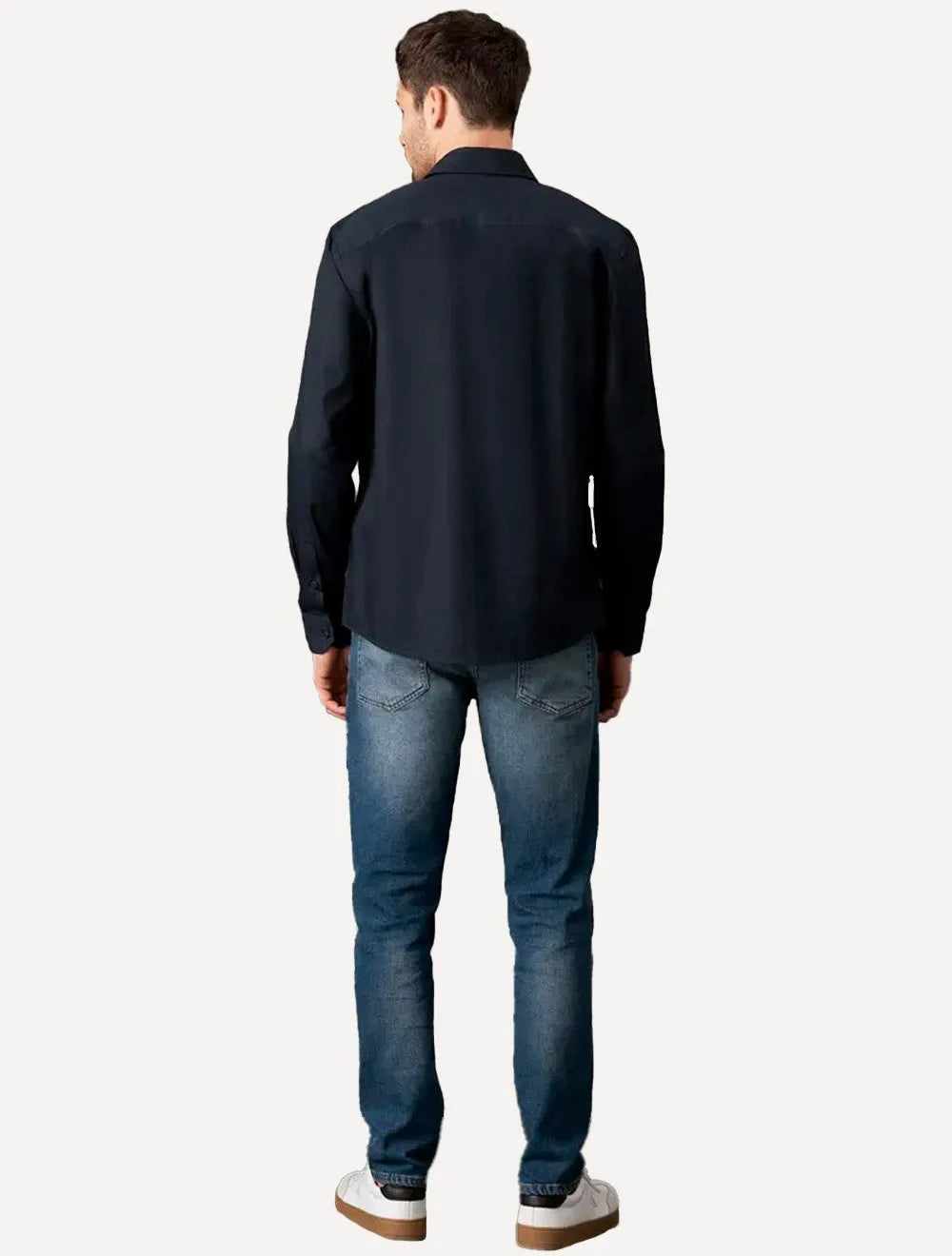 Camisa Calvin Klein Jeans Masculina Regular Plain Grey Logo Azul Marinho