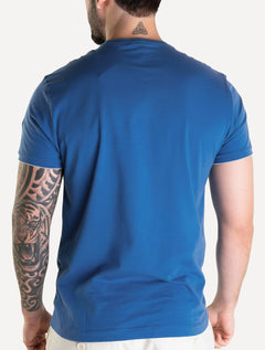 Camiseta Aramis Masculina Grey Friso Gola Azul Royal