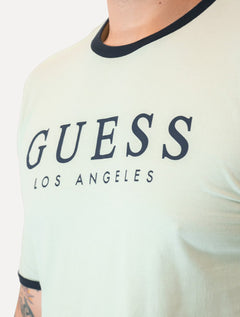 Camiseta Guess Masculina Los Angeles Contrast Verde Claro