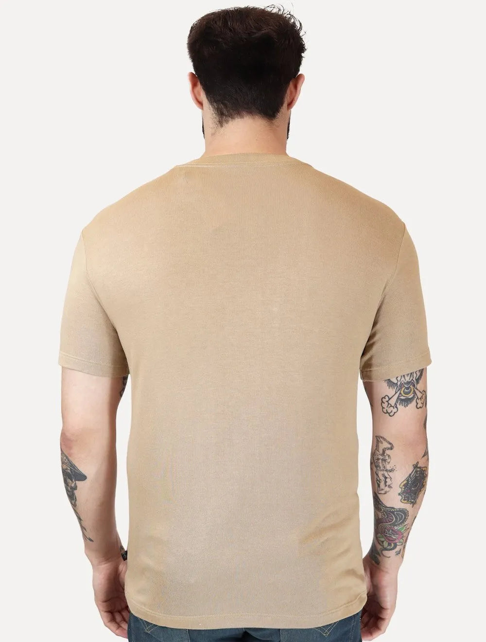 Camiseta Calvin Klein Jeans Masculina Lisa Tricot Cáqui Médio