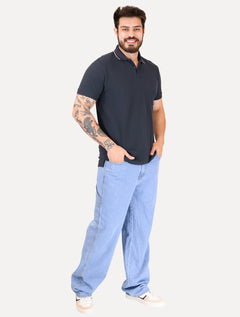 Polo Aramis Masculina Piquet Gola Duo Frisos Azul Marinho