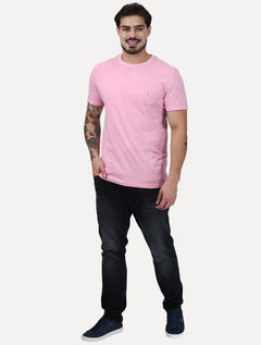 Camiseta Ellus Masculina Cotton Washed Origin. Classic Rosa Claro