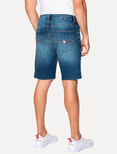 Bermuda Guess Jeans Masculina Inter Refile Tag Azul Médio