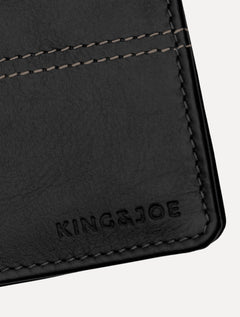 Carteira King & Joe Masculina Couro Vertical Pesponto Preto