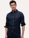 Camisa Tommy Hilfiger Masculina Flex Poplin Mini Print Shirt Azul Marinho