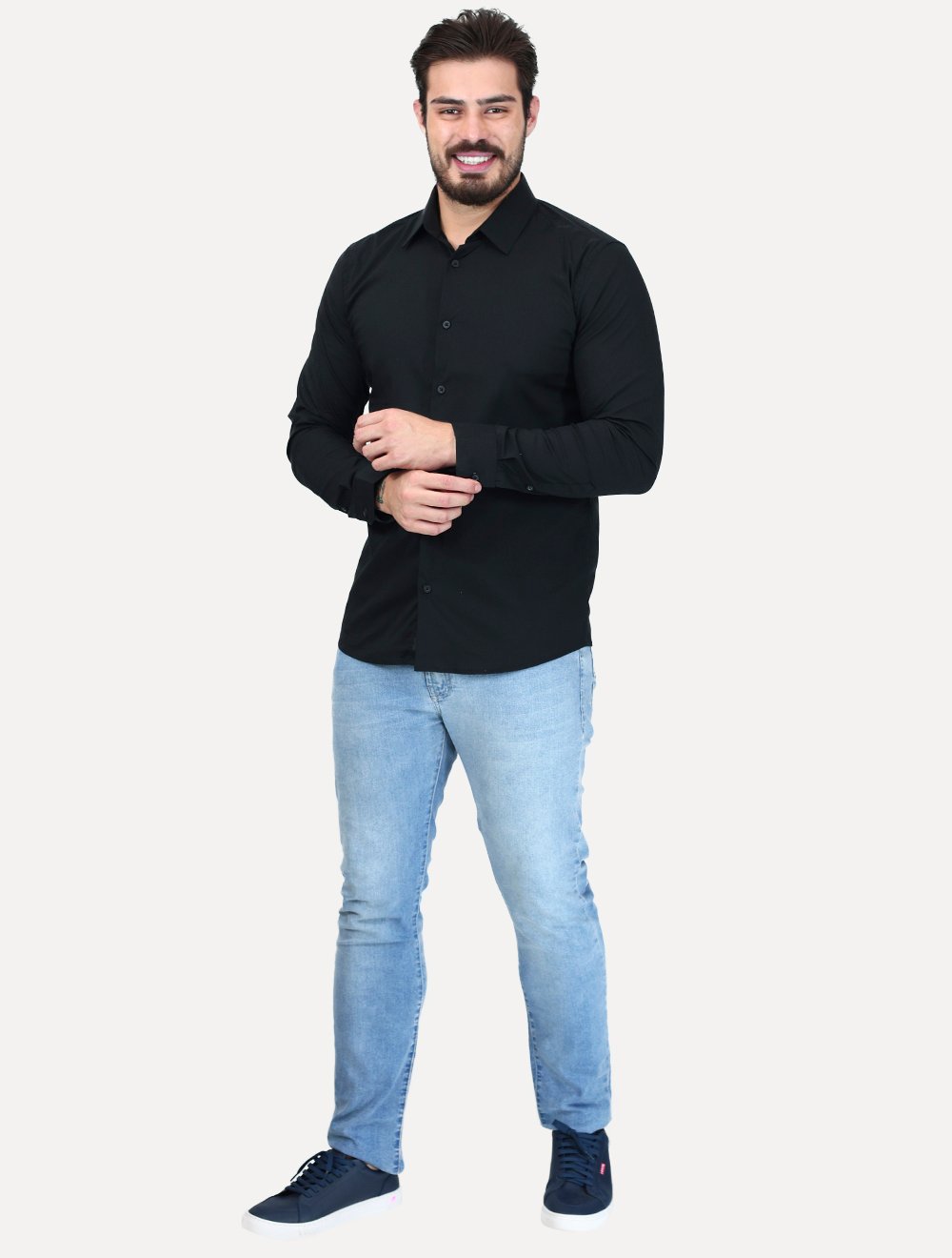 Camisa King & Joe Malha Travel Pack Tech Poliflex Preta