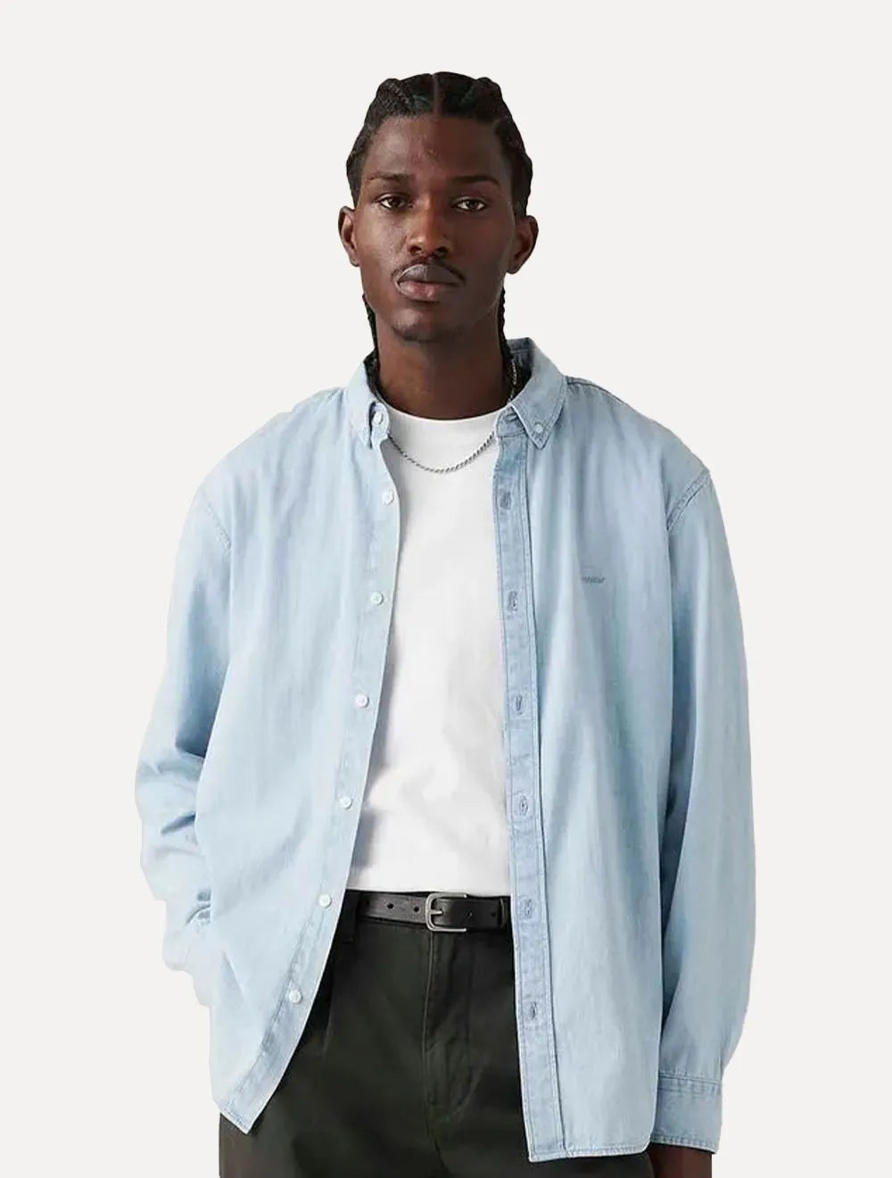 Camisa Levis Masculina Relaxed Oxford Authentic Button Down Azul Claro