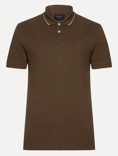 Polo Aramis Masculina Regular Piquet Off Friso Marrom Escuro